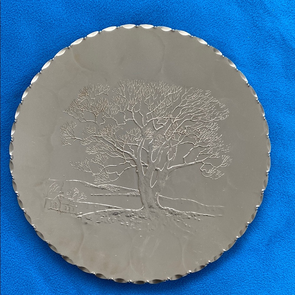 Arthur Armour Gold Hammered Round 12” Tray Vintage